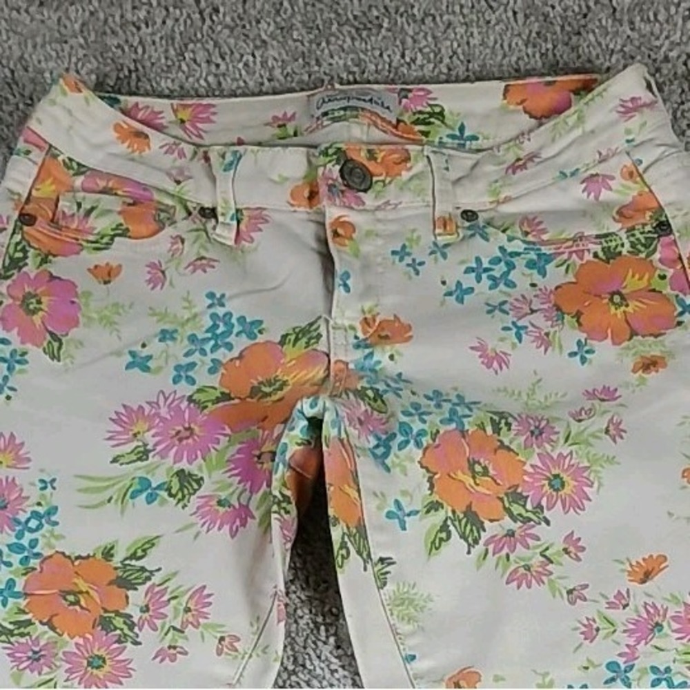 AeroPOSTALE Ashley Ultra Skinny Floral Jeans Womens 3/4 Boho Y2K